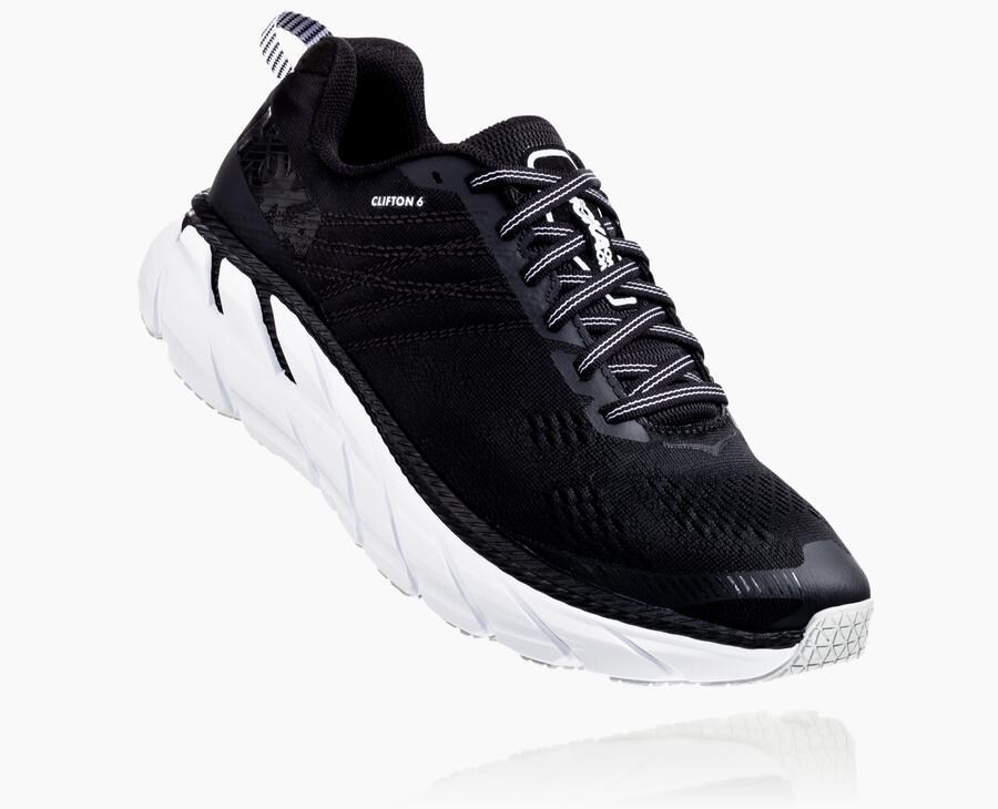 Hoka One One Clifton 6 Promenadskor Dam - Svarta/Vita - BEXAH-9142